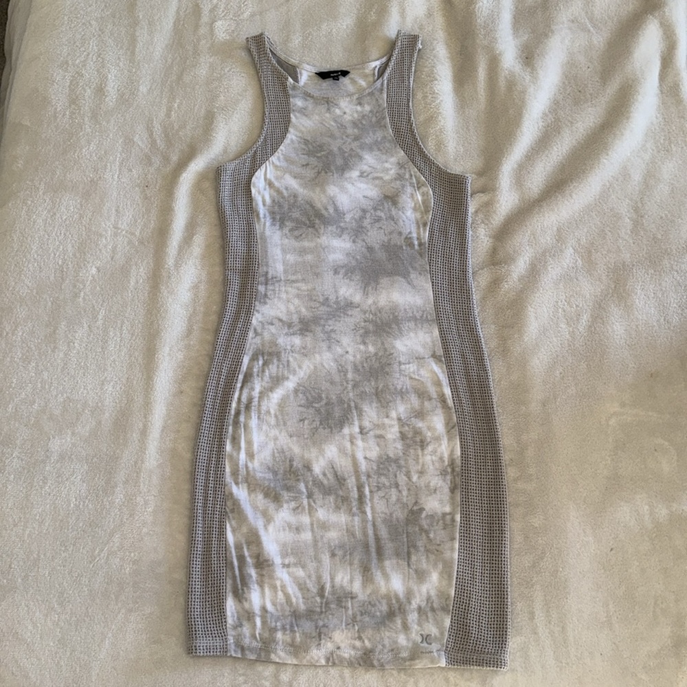 Grey Tie Dye Dress With Knit Detailing